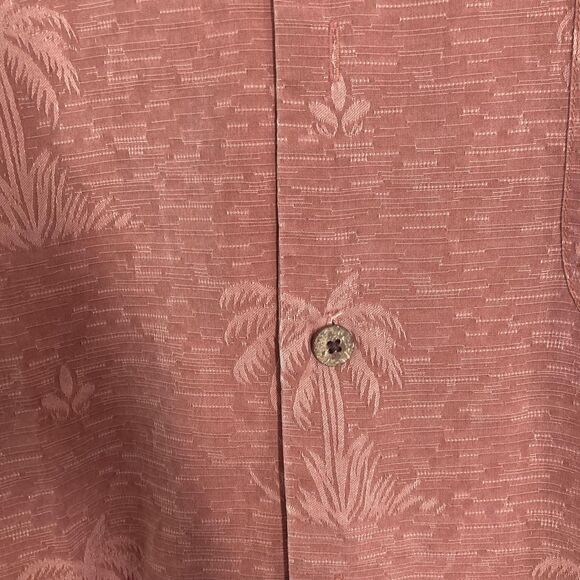 Tommy Bahama Shirt Mens Large Silk Camp Hawaiian Palm Jacquard Short Sleeve - Picture 9 of 13